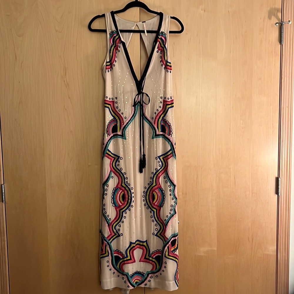 Free People open back midi dress. Beaded and sequin design.